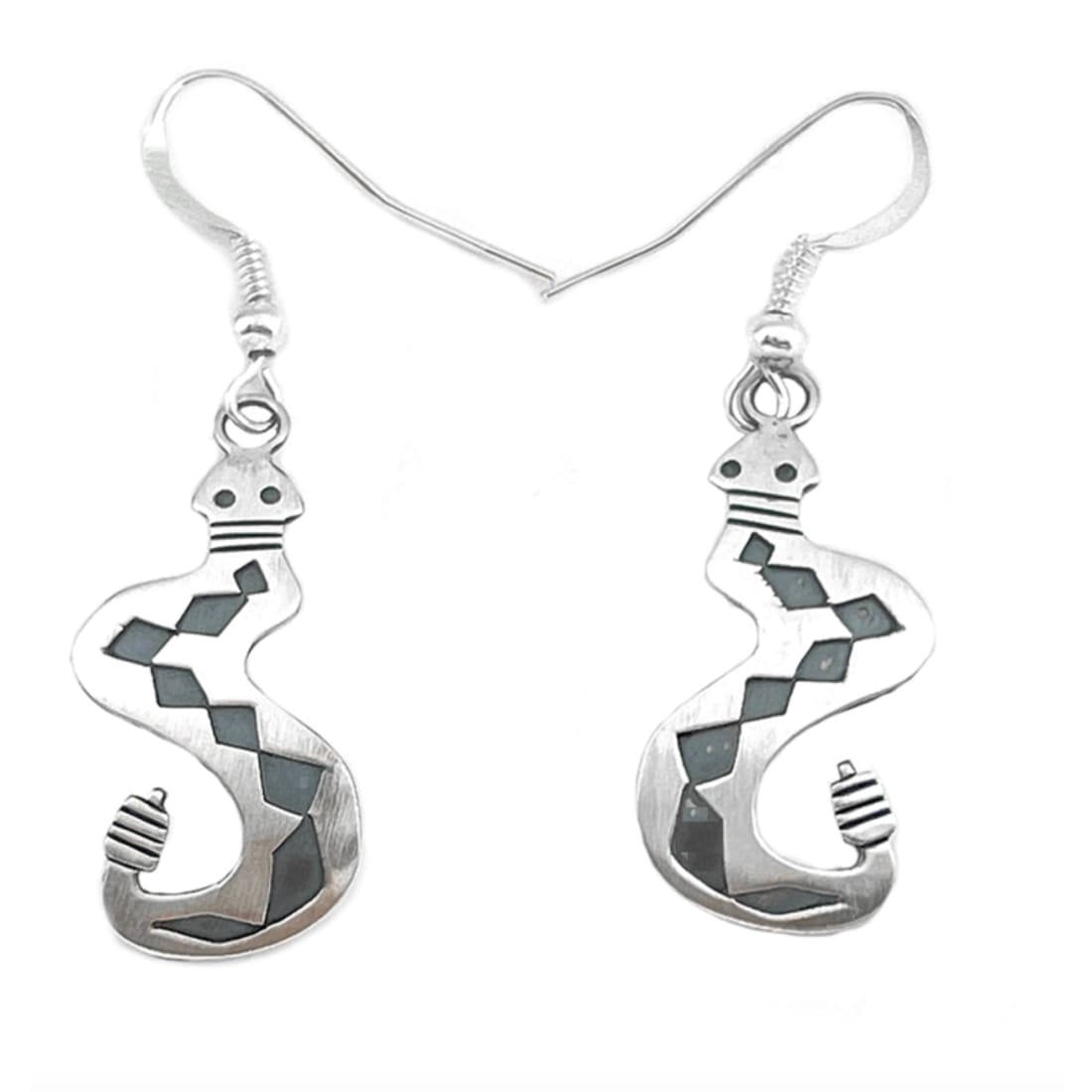 Navajo Snake Dangle Earrings Sterling Silver I. Gene