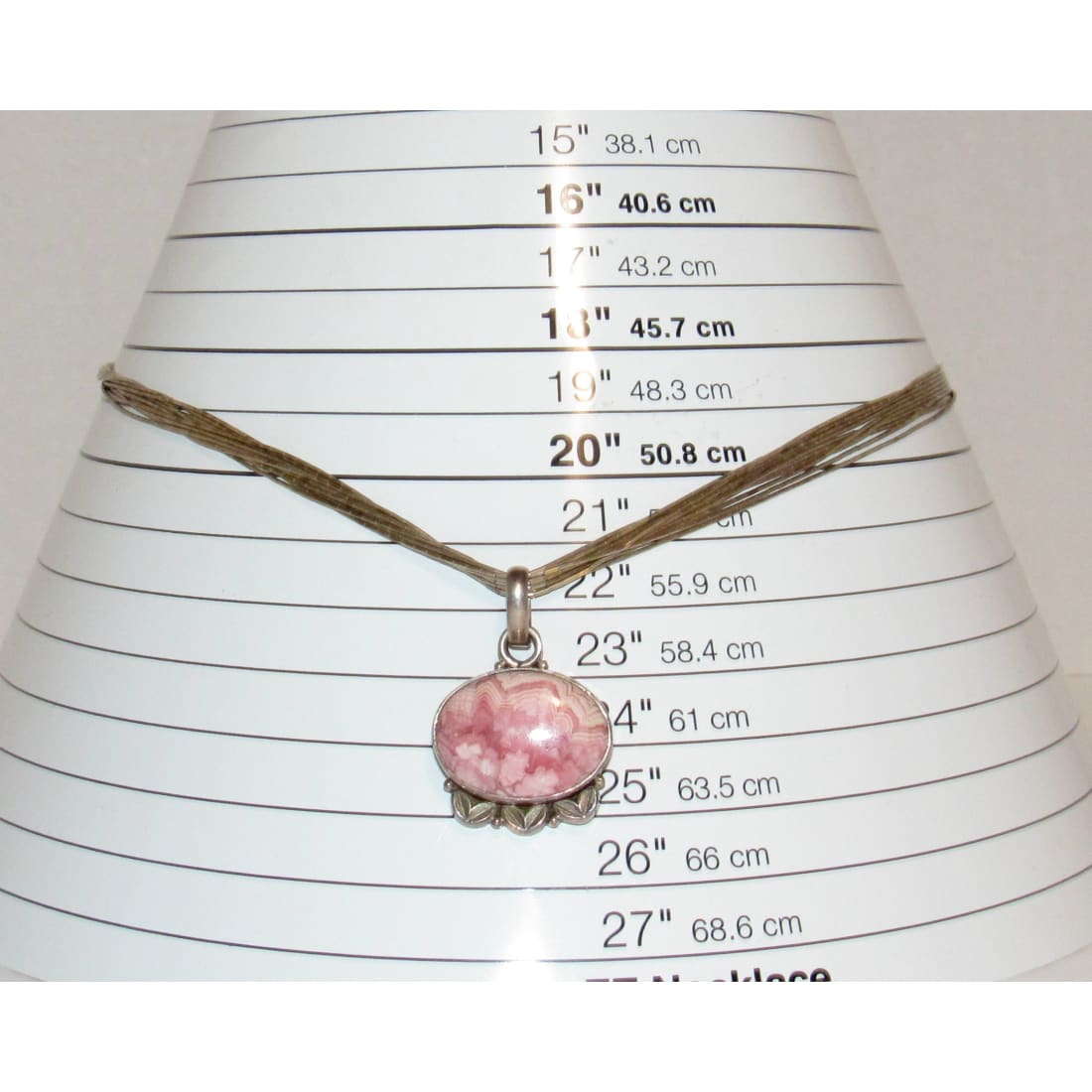 Vintage Southwestern Liquid Silver Necklace with Pink Rhodochrosite Pendant