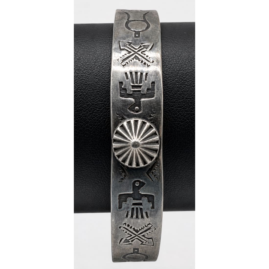 Vintage Fred Harvey Era Navajo Sterling Silver Thunderbird Cuff Bracelet