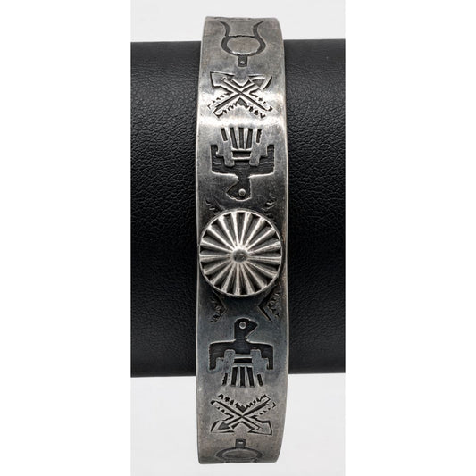 Vintage Fred Harvey Era Navajo Sterling Silver Thunderbird Cuff Bracelet
