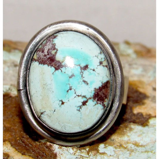 Navajo Golden Hills Turquoise Ring Sz 9 Adjustable Sterling Silver
