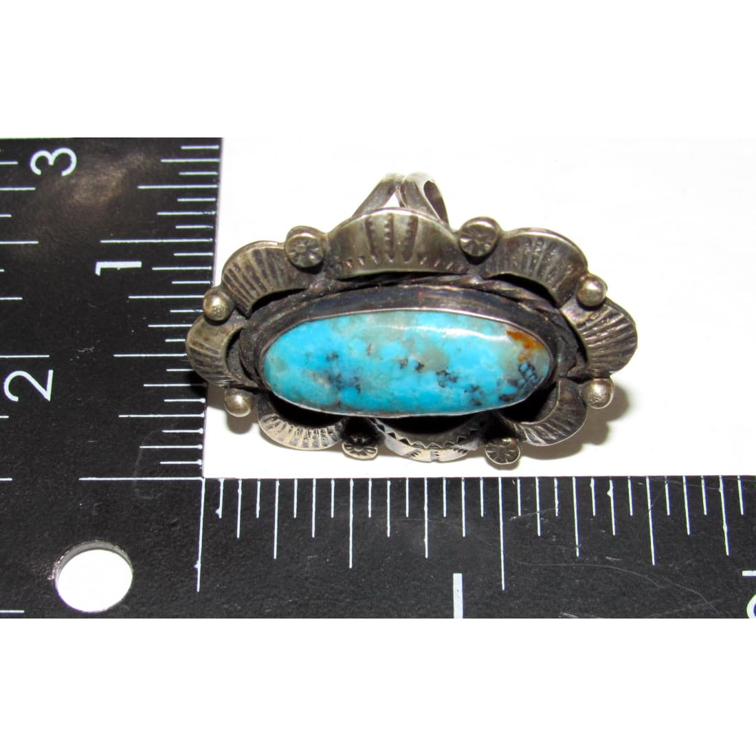 Navajo Kingman Turquoise Statement Ring Sz 6.5 Sterling Silver