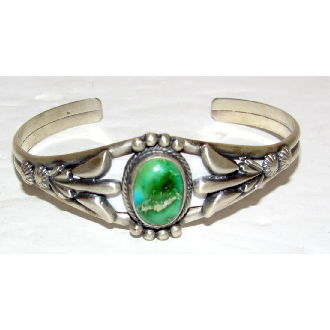 Navajo Royston Turquoise Stacker Cuff Sterling Hand Etched Bracelet B. Platero