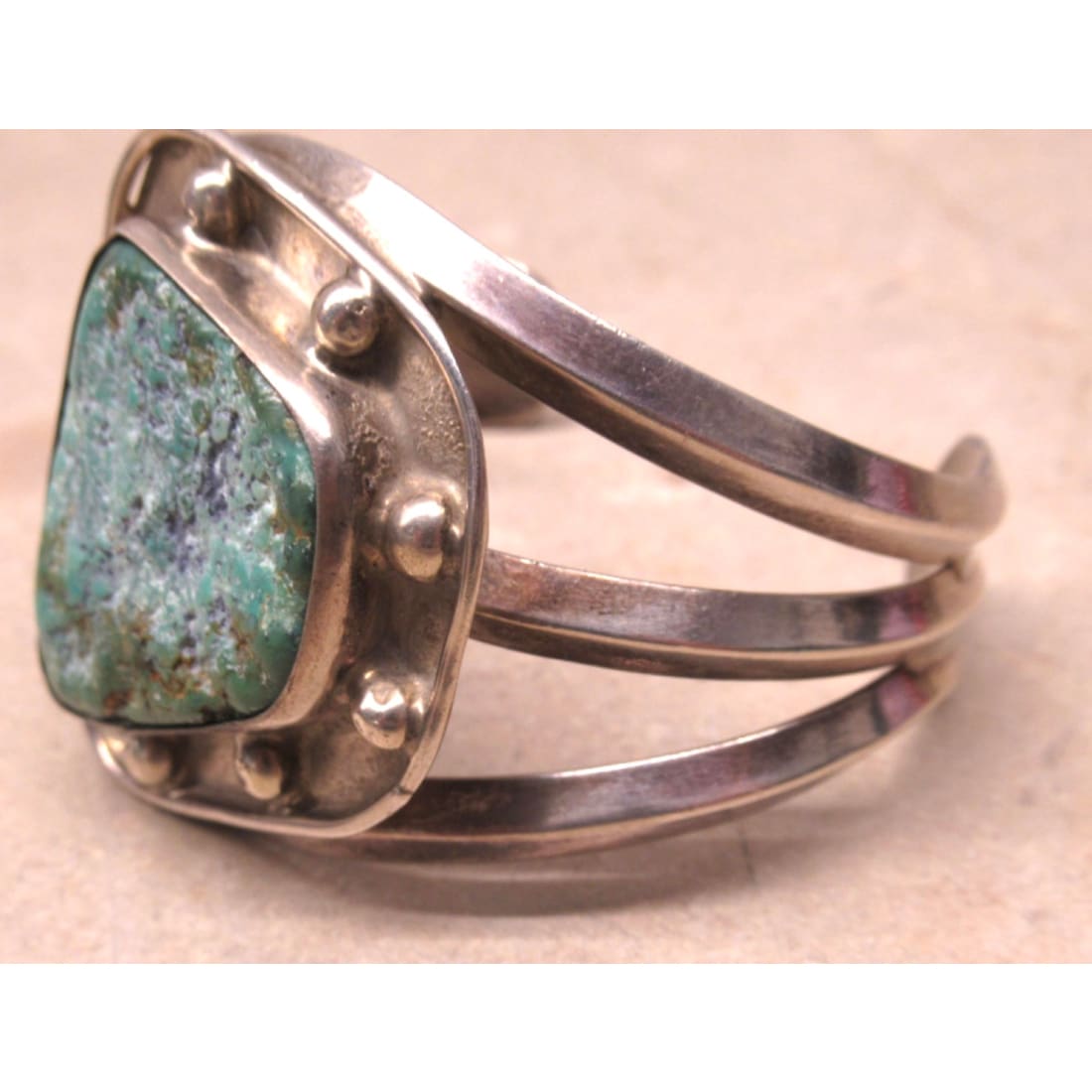 Vintage Navajo Turquoise Cuff Bracelet Sterling Silver Native American