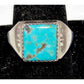 Navajo Kingman Turquoise Men Ring Sz 11 Sterling Silver Signed