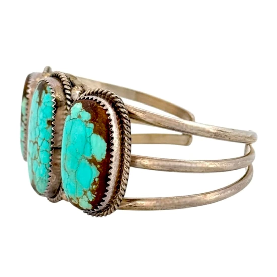 Vintage Navajo Royston Turquoise Statement Cuff Bracelet Sterling Silver