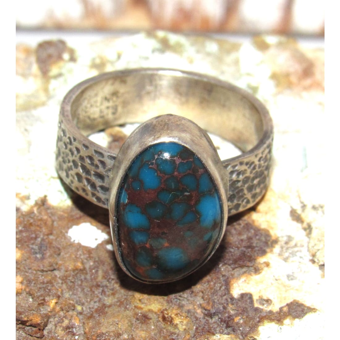 Navajo Morenci Turquoise Ring Sz 9.5 Sterling Silver Eli Skeets