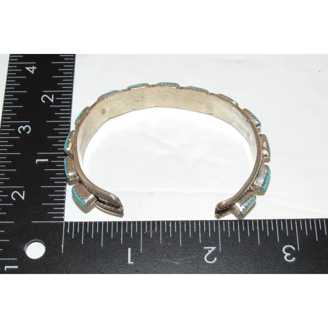 Zuni Sleeping Beauty Turquoise Cuff Bracelet Sterling Silver Stacker J Waseta