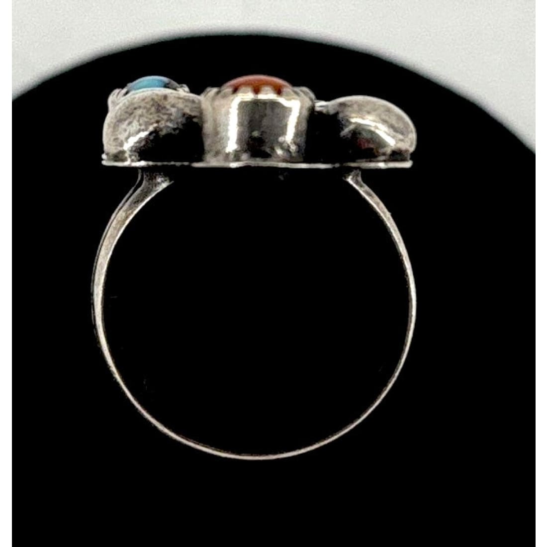 Old Pawn Navajo Sterling Turquoise Coral Statement Ring Size 7 Native American