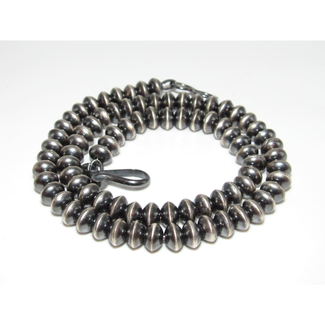 6mm Navajo Pearls Necklace Sterling Silver Saucer Beads Choker Necklace 16"L