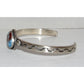 Navajo Golden Hills Turquoise Stacker Cuff Sterling Hand Etched Bracelet S. Yellowhair