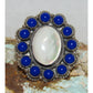 Navajo Mother of Pearl Ring Lapis Lazuli Cluster Ring Size 8.5 Sterling Silver