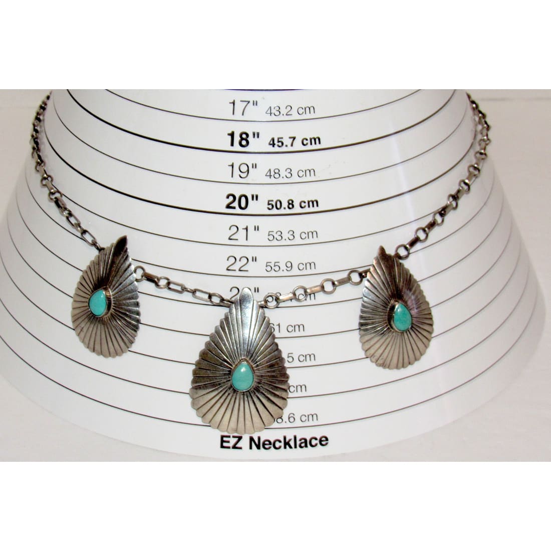 Navajo Turquoise Concho Necklace Verde Jake Sterling Silver