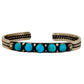 Navajo Kingman Turquoise Stacker Cuff Bracelet Sterling Silver Ray King