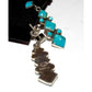 Vintage Navajo Turquoise Cluster Sterling Silver Dangle Earrings Native Signed