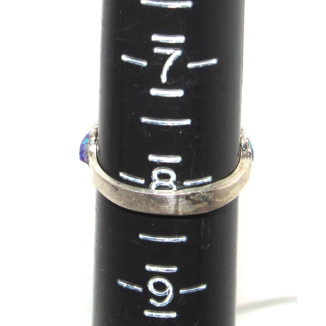 Zuni Turquoise Opal Inlay Ring Sz 8 Sterling Silver D. Luna