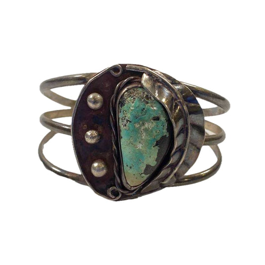 Old Pawn Navajo Cripple Creek Turquoise Bracelet Sterling Silver