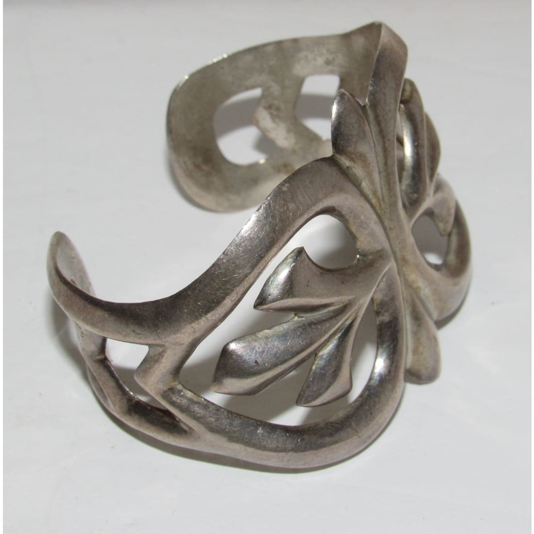 Early Navajo Sterling Silver Sand Cast Cuff Bracelet Vintage