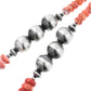 Navajo Pearls Orange Spiny Heishi Necklace Sterling Silver Native American
