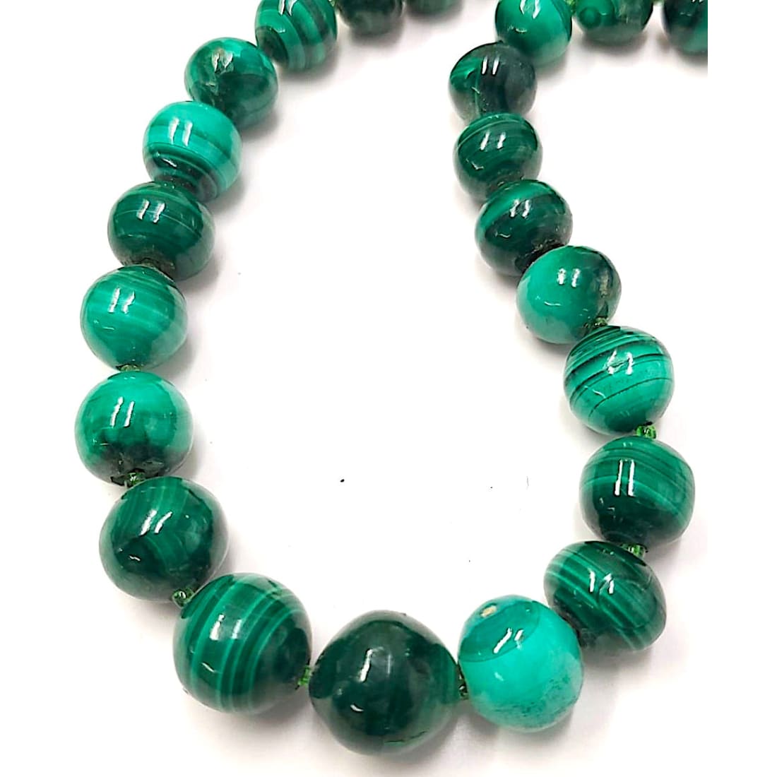 Vintage Southwestern Malachite Beaded Necklace 18"