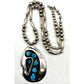 Old Pawn Navajo Kingman Turquoise Pendant Necklace Sterling Navajo Pearls Necklace