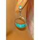Old Pawn Zuni Turquoise Fish Scale Inlay Dangle Earrings Sterling Silver
