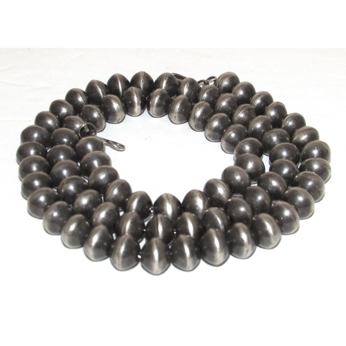 10mm Navajo Pearls Necklace Sterling Silver Saucer Beads Necklace 24" V. Tso