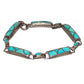 Old Pawn Zuni Link Bracelet Fish Scale Inlay Turquoise Sterling Silver Native