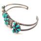 Old Pawn Zuni Turquoise Cluster Cuff Bracelet Turquoise Sterling Silver