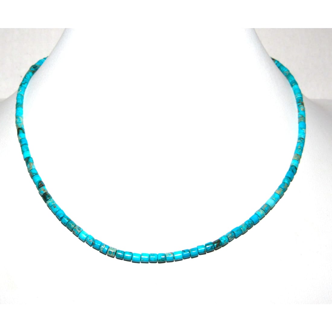Navajo Rolled Turquoise Heishi Choker Necklace Native American 16L