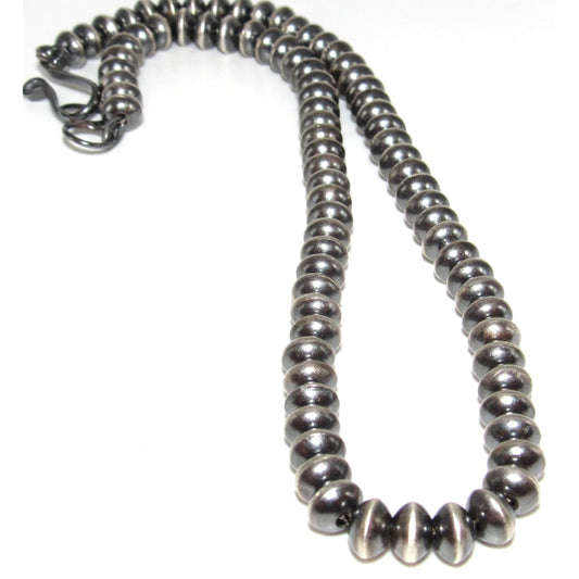 6mm Navajo Pearls Necklace Sterling Silver Saucer Beads
