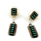 Vintage Zuni Turquoise Petit Point Collar Necklace Matching Dangle Earrings Set