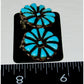 Old Pawn Zuni Cluster Earrings Petit Point Turquoise Sterling Clip On