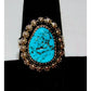Navajo Kingman Turquoise Statement Ring Sz 7 Sterling Silver Signed Native