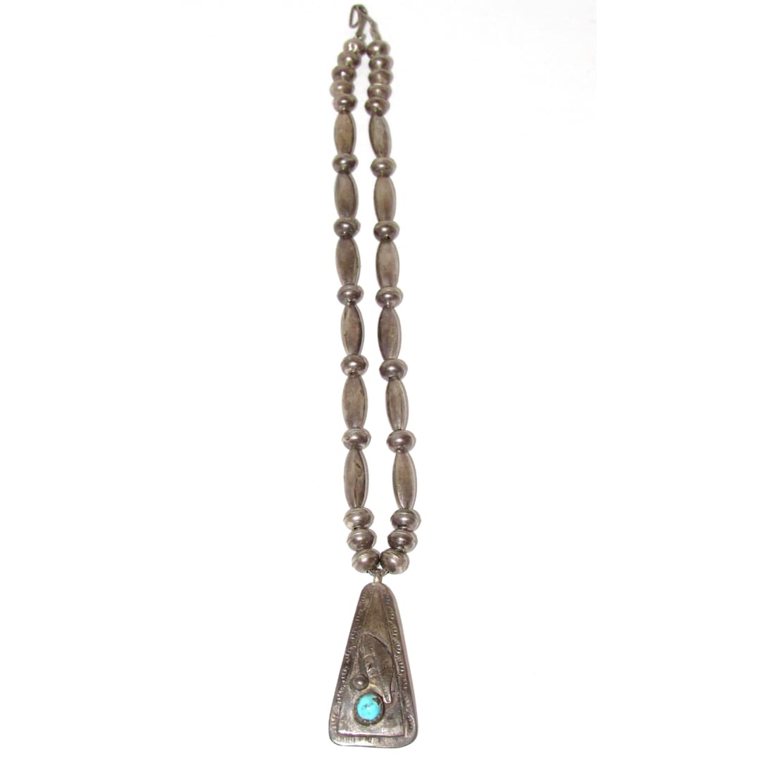 Vintage Navajo Kingman Turquoise Pendant Sterling Navajo Pearls Necklace A Begay
