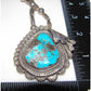 VTG Navajo Morenci Turquoise Pendant Necklace Sterling Navajo Pearls Necklace