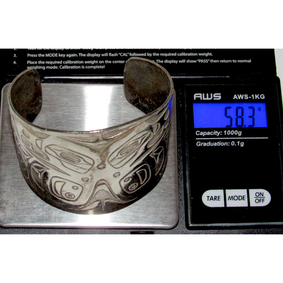 Vintage Northwestern Sterling Silver Animal Motif Cuff Bracelet 7"