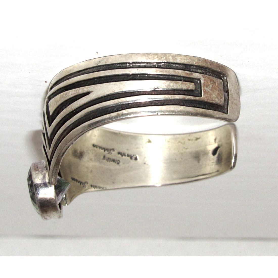 Navajo Sterling Silver Mystic Topaz Native American Cuff Bracelet C. Johnson