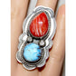 Navajo Golden Hills Turquoise Spiny Statement Adjustable Ring Sz 7.5 Boyd Ashley