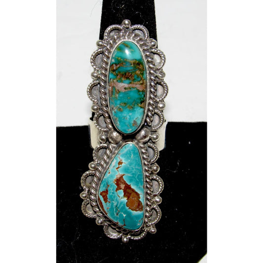 Massive Navajo Royston Turquoise Statement Ring Sz 10 Sterling Silver