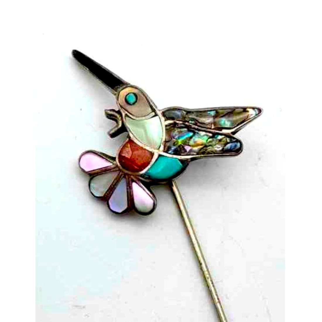 Old Pawn Zuni Hummingbird Hat Pin Sterling Silver Lapel Pin