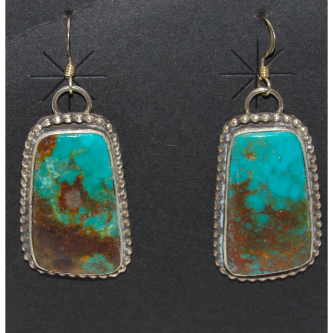 Navajo Gem Grade Royston Turquoise Dangle Earrings Sterling L Hurley