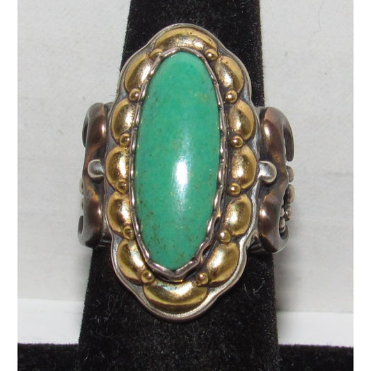 Southwestern Carolyn Pollack Sterling Silver Turquoise Ring Size 6 Relios Signed