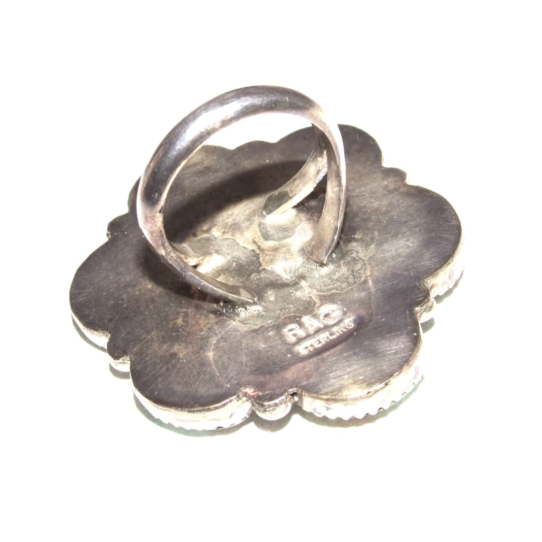 Vintage Navajo Royston Turquoise Cluster Ring Sterling Silver Sz 8 Signed