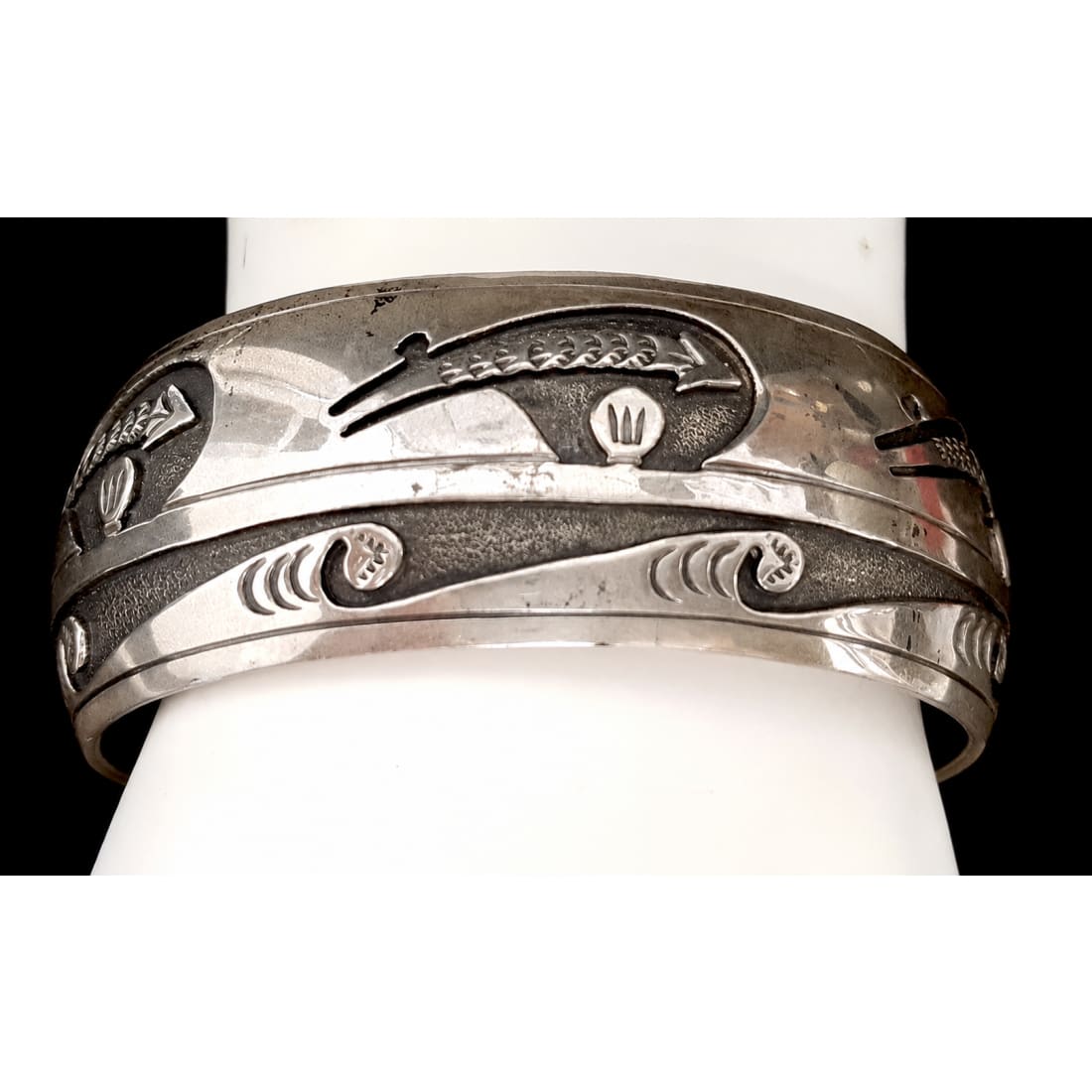 Vintage Navajo Sterling Silver Bear Paw Men Cuff Bracelet Kirby Nez 47g
