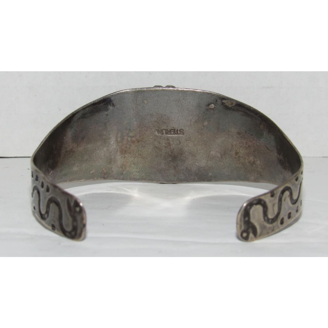Fred Harvey Era Bracelet Navajo Sterling Turquoise Dog/Horse Snake Cuff Old Pawn