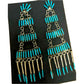 Zuni Needlepoint Turquoise Dangle Statement Earrings Sterling Silver 3"