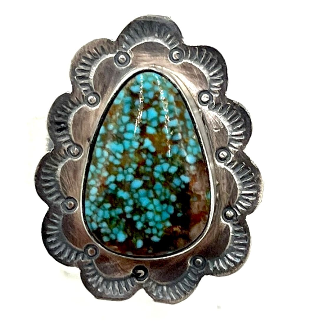 Navajo Number 8 Turquoise Ring Adjustable Size 8 Sterling Silver S. Skeets