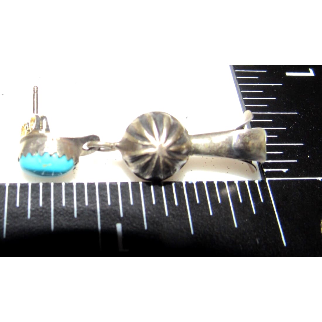 Navajo Squash Blossom Earrings Sterling Silver Turquoise Native American