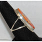 Navajo Orange Spiny Inlay Ring Sz 7 Sterling Silver E. Yazzie